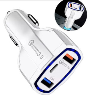 Adaptador auto 3.5 amp , usb y type c